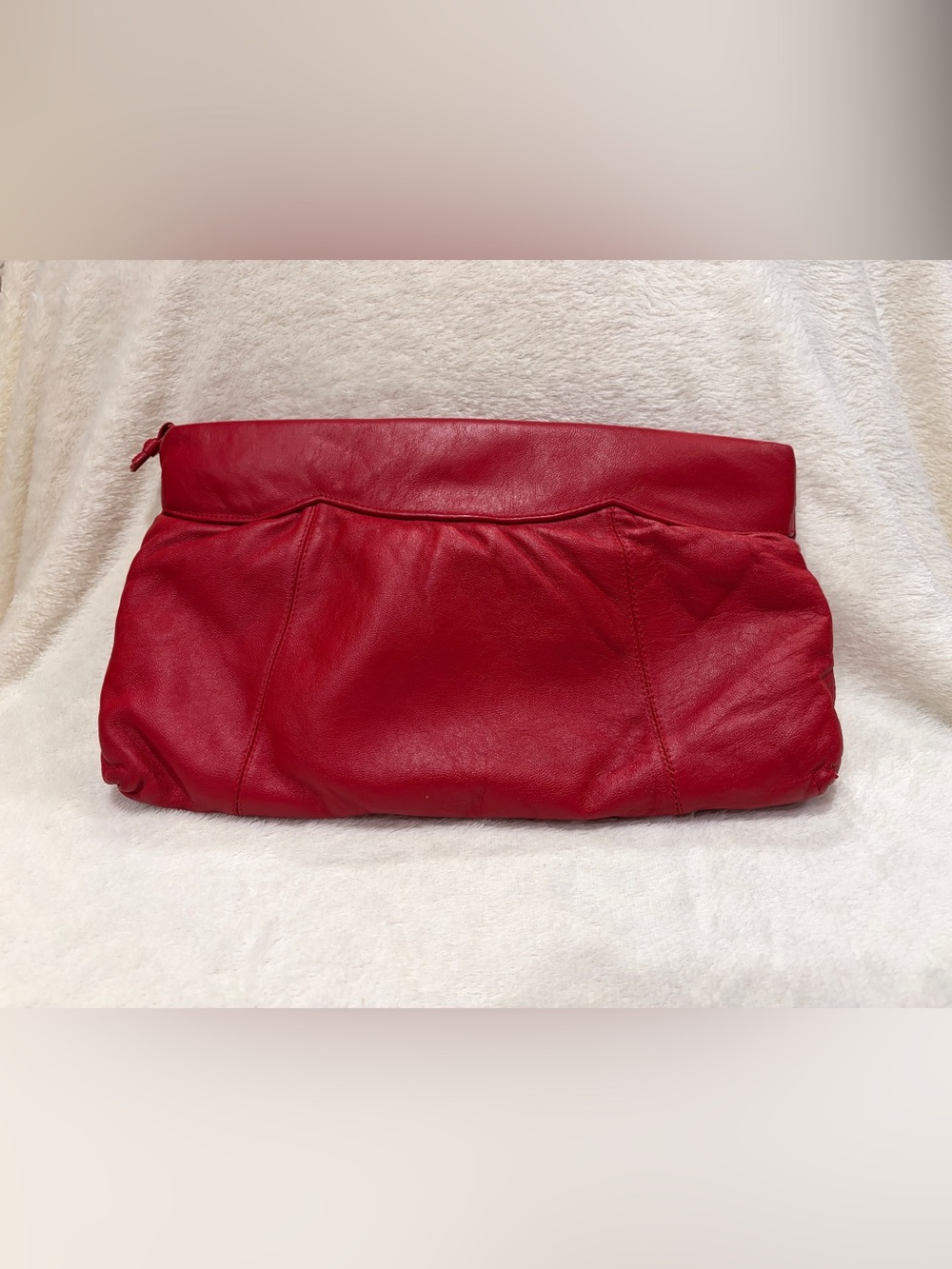 Source Unknown Red Leather Clutch